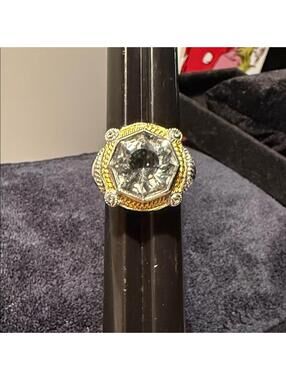 ✨ Sterling Silver Vintage-Style Octagon Crystal Ring ✨